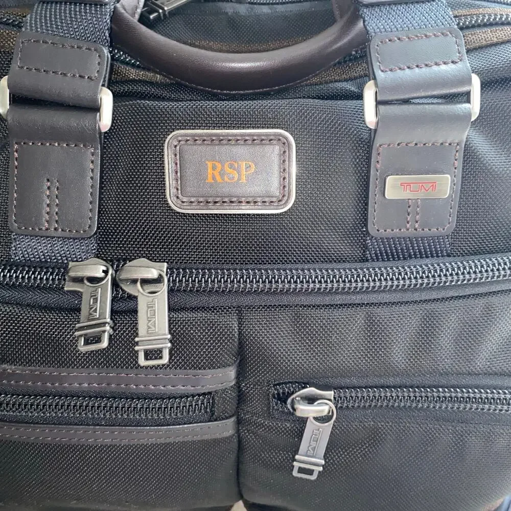 TUMI $399 Alpha Bravo Andersen Slim Commuter Briefcase Ballistic Black Brown EUC
